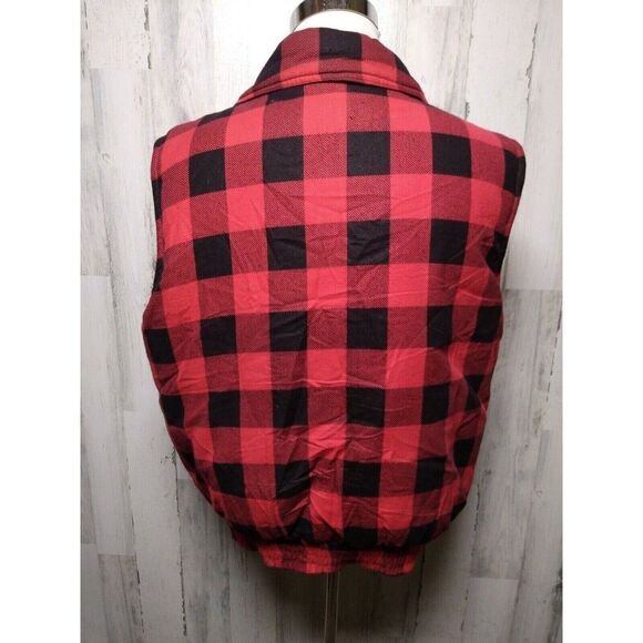 Vintage Hugo Valentino Reversible Red Buffalo Plaid Vest Mens XL Outdoors Vtg - Picture 2 of 5